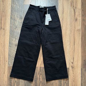 Everlane Organic Cotton Black Cropped Wide Leg Pants Size 0 NWT